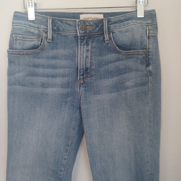 Driftwood Jeans Collette Embroidered Blue Denim Raw Hem Cropped Length Womens 26 - Picture 7 of 13